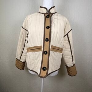 Entro Quilted Cropped Jacket Boxy Contrast Trim Size Small Riding Coat Classic